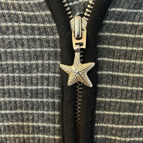 Fresh Produce Ribbed Striped Full Zip Hoodie - dark gray and silver XL - Picture 3 of 8